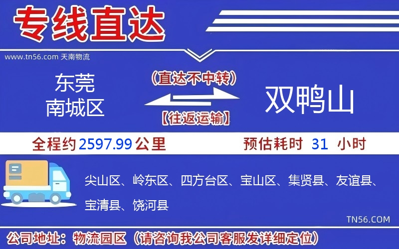 東莞南城區(qū)到雙鴨山物流公司