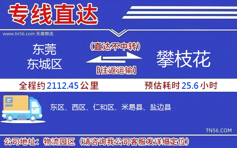 東莞東城區到攀枝花物流公司 東莞東城區到攀枝花物流公司