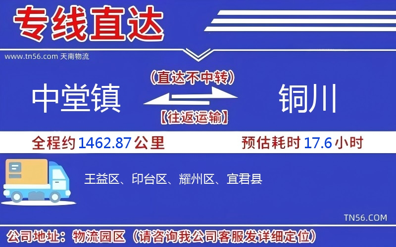 中堂鎮(zhèn)到銅川物流公司