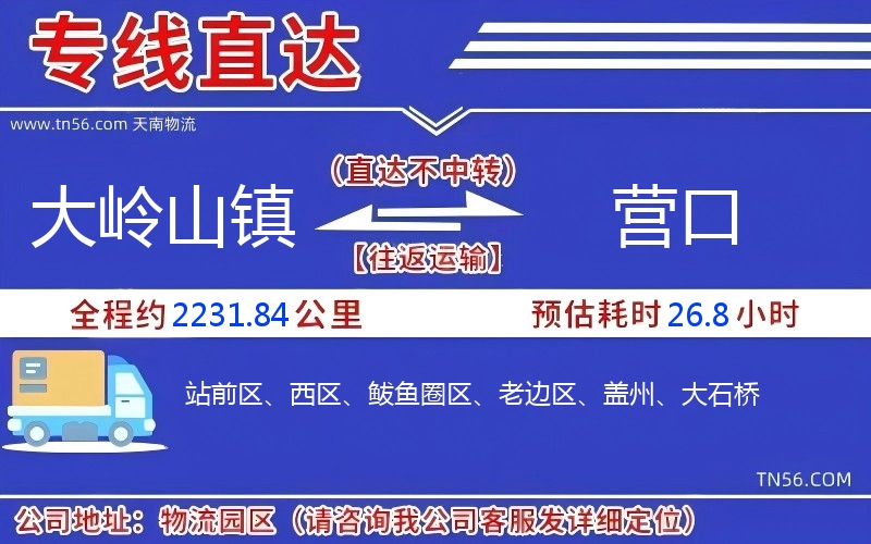 大嶺山鎮到營口物流公司